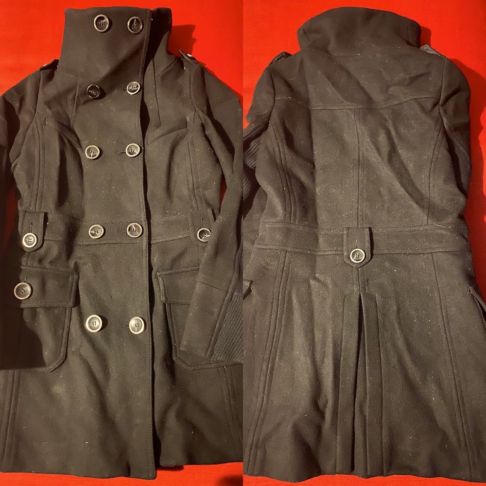 Mango black wool peacoat sz XS
